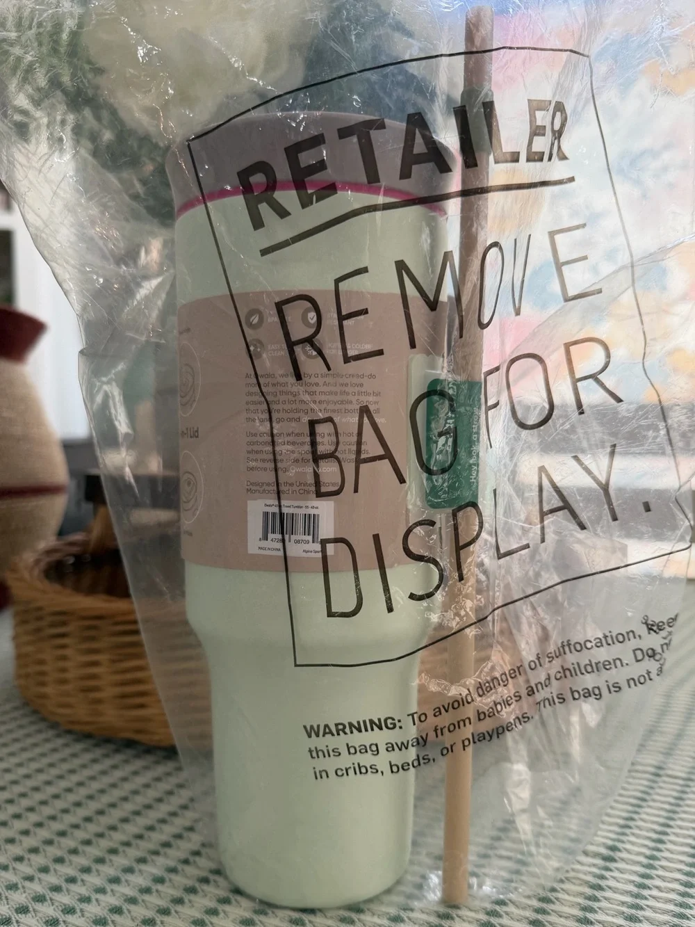 New Owala 40oz Stainless Steel Straw Tumbler Alpine Sport Mint Green Travel
